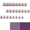 Picture of Tyuimhx Christmas Press on Nails Short Square Fake Nails With Snowflake Designs Purple Glitter French Tip False Nails Full Cover Stick on Nails Acrylic Winter Xmas Artificial Nails for Women 24 Pcs