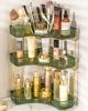 Picture of NATURE'S SOURCE Makeup Organizer for Vanity, 3-Tier Corner Bathroom Organizer Countertop with Makeup Brush Holder, Corner Counter Storage for Bathroom Dresser- Green