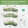 Picture of NATURE'S SOURCE Makeup Organizer for Vanity, 3-Tier Corner Bathroom Organizer Countertop with Makeup Brush Holder, Corner Counter Storage for Bathroom Dresser- Green