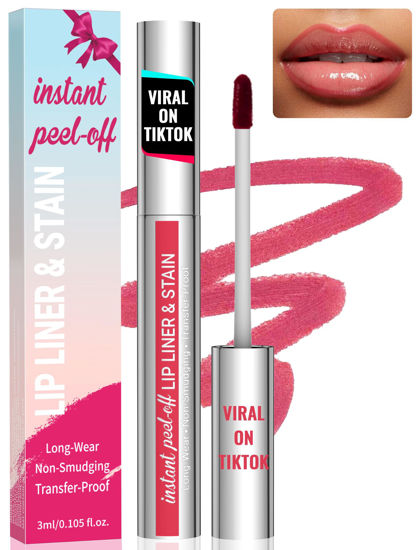 Picture of iMethod Lip Stain - Lip Liner Stain, Natural Long Lasting Lip Stain Peel Off, Waterproof Stay On All Day, Transfer-Proof, Highly Pigmented, Instant Peel Off Lip Stain Color, Rose