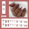 Picture of Christmas Press on Nails Oval Short Fake Nails White Light Red Gradient False Nails With Snowflake Star Designs Glitter Full Cover Stick on Nails Acrylic Winter Xmas Artificial Nails for Women 24Pcs