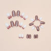 Picture of Christmas Press on Nails Oval Short Fake Nails White Light Red Gradient False Nails With Snowflake Star Designs Glitter Full Cover Stick on Nails Acrylic Winter Xmas Artificial Nails for Women 24Pcs