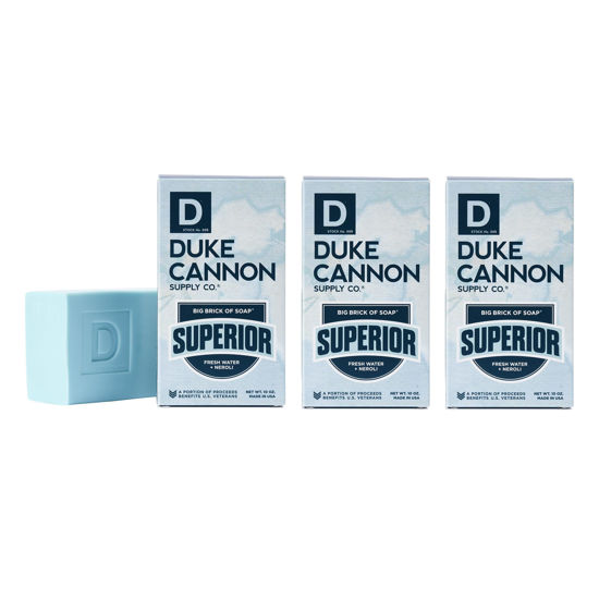 Picture of Duke Cannon Big Brick of Soap Superior 10 oz Triple Milled, Fresh Water & Neroli Scent 3x Larger Bar Supports U.S. Veterans, 3-Pack