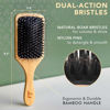 Picture of Boar Bristle Paddle Hair Brush - Smoothing Wood Brush for Thick, Curly & Wavy Hair, Detangling Natural Bristles for Women, Stimulates Scalp
