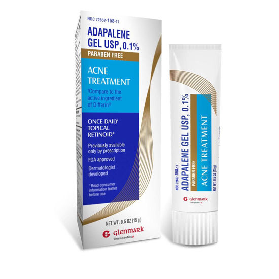 Picture of Glenmark Therapeutics Adapalene Gel 0.1% Acne Treatment, Paraben Free Topical Retinoid Cream For Face, Helps Clear and Prevent Acne and Clogged Pores, 15g Tube