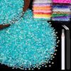 Picture of 5000pcs 3mm Resin Rhinestones Bulk, Transparent Lake Blue AB Flatback Round Jelly Rhinestones Non Hotfix Crystal Gems Large Quantity Wholesale for DIY Crafts Clothes Bottles Face Makeup Manicure