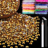 Picture of 1500pcs 6mm Resin Rhinestones Bulk, Mineral Gold Flatback Round Jelly Rhinestones Bedazzling Non Hotfix Crystal Gems Large Quantity Wholesale for DIY Crafts Clothes Tumblers Face Makeup Manicure