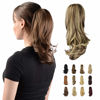 Picture of SOFEIYAN 13" Ponytail Extension Long Curly Ponytail Clip in Claw Hair Extension Natural Looking Synthetic Hairpiece for Women, Blonde & Medium Brown
