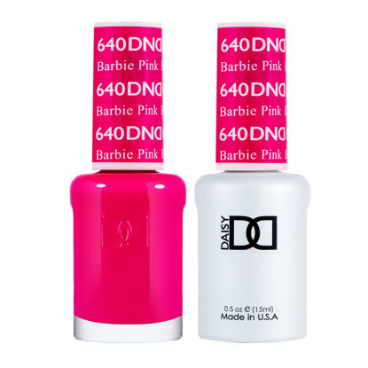 Picture of DND Gel Polish Set, Pink Collection, UV/LED Gel Polish and Air Dry Nail Lacquer, Matching Chip-Free Polish Duo, 640 Barbie Pink, 0.5 Fl Oz