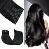 Picture of Honsoo Hair Extensions Natural Black Clip in Human Hair Extensions 18in 120g Straight Natural Thick Clip in Remy Hair Extensions Gorgeous Real Human Hair For Women