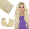 Picture of Honsoo Clip in Hair Extensions Real Human Hair Platinum Blonde 14Inch 120g 7pcs Hair Extensions Clip in Real Human Hair Extensions Straight Remy Human Hair