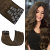 Picture of Honsoo Clip in Hair Extensions Human Hair Chocolate Brown 12in 100g 7pcs Natural Silky Straight Clip In Remy Human Hair Extensions Double Weft For Thick Hair