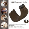 Picture of Honsoo Clip in Hair Extensions Human Hair Chocolate Brown 12in 100g 7pcs Natural Silky Straight Clip In Remy Human Hair Extensions Double Weft For Thick Hair