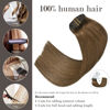 Picture of Honsoo Clip in Hair Extensions Real Human Hair Chestnut Brown 15nch 70g 7pcs Real Straight Human Hair Extensions Silky Brown Hair For Women