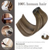 Picture of Honsoo Clip in Hair Extensions Mushroom Brown 18in 120g 7pcs Remy Real Human Hair Extensions Clip in Silky Straight Human Hair