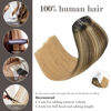 Picture of Honsoo Hair Extensions Clip Ins Real Human Hair Medium Brown Fading To Honey Blonde 100g 12in 7pcs Full End Stunning Soft Shine Hair Extensions