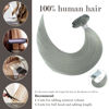 Picture of Honsoo Sliver Gray 9a Real Human Hair Extensions Clip Ins 18in 70g 7pcs Clip On Hair Extensions Like Your Own Hair For Woman