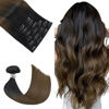 Picture of Honsoo Black Clip in Hair Extensions Real Human Hair 120g 20in 7pcs Natural Black to Medium Brown Natural No Shedding No Tangling Long Human Hair