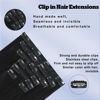 Picture of Honsoo Black Clip in Hair Extensions Real Human Hair 120g 20in 7pcs Natural Black to Medium Brown Natural No Shedding No Tangling Long Human Hair
