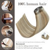 Picture of Honsoo Ash Blonde To Platinum Blonde Clip In Hair Extensions Real Human Hair 120g 18inch 7pcs Long Straight Soft & Natural Hair Extensions
