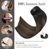 Picture of Honsoo Clip In Hair Extensions, Real Human Hair 120g 20in 7pcs Double Weft Dark Brown Mixed Medium Brown Natural Soft Human Hair Extensions For Women