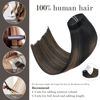 Picture of Honsoo Clip In Hair Extensions Real Human Hair Naural Black To Chestnut Brown 120g 14in 7pcs Upgraded Invisible Clip Ins For Full Head