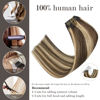Picture of Honsoo Clip In Extensions Real Human Hair Chocolate Brown To Caramel Blonde 20In Long Soft 70g 7pcs Hair Extensions