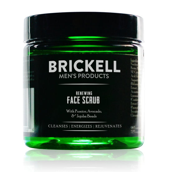 Picture of Brickell Men's Renewing Face Scrub for Men, Natural and Organic Deep Exfoliating Facial Scrub Formulated with Jojoba Beads, Coffee Extract and Pumice, 4 Ounce, Scented