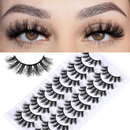 Picture of FARRED Natural Lashes Short False Eyelashes Wispy Mink Eye Lash Fluffy Wispies Eyelash Natural Look 10 Pairs Fake Lashes Pack Volume Lash Strips Pestañas