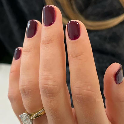 Picture of Square Fake Nails Short Press On Nails Wind Red Nails Press Ons Acrylic False Nails With Artificial Glossy Designs Full Cover Glue On Nails Short Stick On Nails For Women Girls 24Pcs