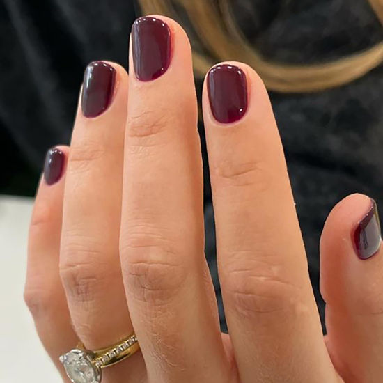 Picture of Square Fake Nails Short Press On Nails Wind Red Nails Press Ons Acrylic False Nails With Artificial Glossy Designs Full Cover Glue On Nails Short Stick On Nails For Women Girls 24Pcs