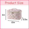 Picture of uekeboag Large Travel Quilted Makeup Bag for Women, Floral Cotton Cosmetic Bag, Coquette Aesthetic Floral Toiletry Organizer Bag(18Small Pink Bow