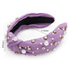 Picture of WantGor Pearl Knotted Headband, Women Rhinestone Embellished Hairband Elegant Wide Top Knot Bride Headbands Headpieces Party Fashion Elegant Ladies Hair Band Hair Hoop Accessories (Purple)