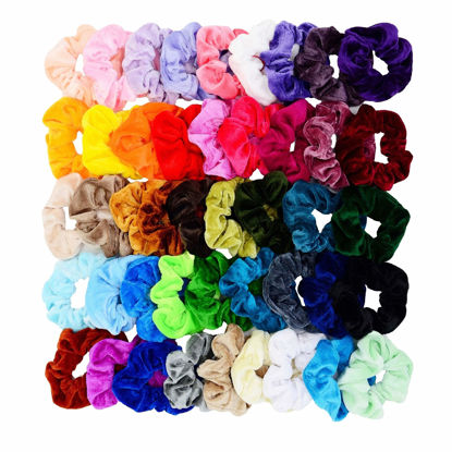 Picture of Chloven 45 Pcs Hair Scrunchies Velvet Elastics Hair Bands Scrunchy Hair Ties Ropes Scrunchie for Women Girls Hair Accessories - Great Gift for Holiday Seasons