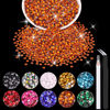 Picture of 5000PCS 2mm Resin Rhinestones in Bulk (Orange), Bedazzling Flatback Crystals for Crafts DIY Nail Decoration, Gems Charms for Tumbler Shoes Clothing Fabric with Pickup Pen and Tweezers