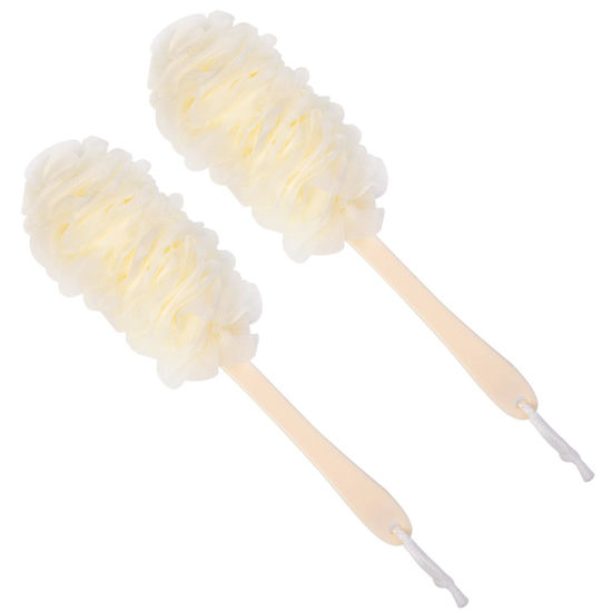 Picture of Arswin Back Scrubber for Shower,Loofah Long Handle Bath Body Brush,Soft Nylon Mesh Sponge for Shower,Loofah On a Stick for Men Women,Exfoliating Scrub Cleaning Luffa for Elderly(2-Pack, White)