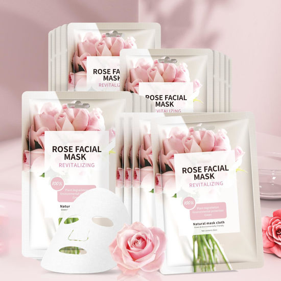Picture of YAFUSIPE Face Mask Skin Care Anti Aging Facial Mask Sheets Mask Face Masks Beauty Rose Sheet Masks for Face Bulk Face Masks Skincare Facial Masks 10 Sheets