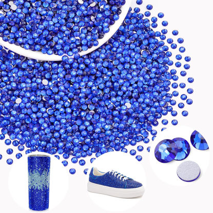 Picture of 2000PCS SS12/3mm Crystal Rhinestones (Blue/Sapphire), Bedazzling Flatback Glass Rhinestones for Crafting DIY Nail Art Makeup Decoration, Gems Diomand Charms for Tumbler Shoes Clothing Mug