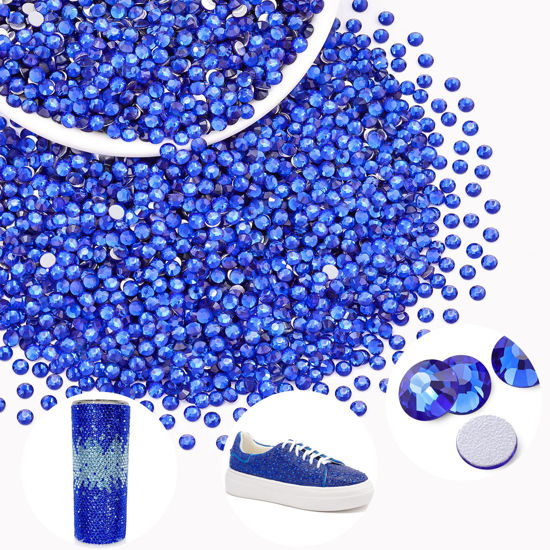 Picture of 2000PCS SS12/3mm Crystal Rhinestones (Blue/Sapphire), Bedazzling Flatback Glass Rhinestones for Crafting DIY Nail Art Makeup Decoration, Gems Diomand Charms for Tumbler Shoes Clothing Mug
