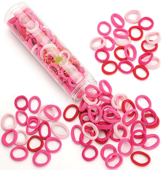 Picture of JIRIS 100 pcs No Break Hair Ties fitting Kit, and limited-time Starter Kit | Gentle for any hair type with no slipping or snagging Color mixing(Red)