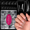 Picture of krofaue Duck Nail Tips - 240pcs Clear Nail Tips Soft Gel Nails Curved Nail Tips 12 Sizes Crystal Duck Feet Style Nail Tips Half Cover False Nails Wide French Nails with Box Extra Nail for Nail Salon