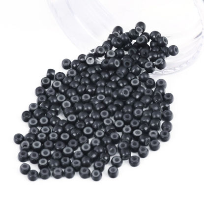 Picture of Vlasy 200Pcs Nano Rings Silicone Beads for Nano Tip Nano Ring Human Hair Extensions 5 Color Optional (Black)