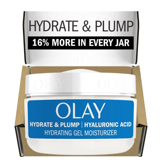 Picture of Olay Plump & Hydrate Hyaluronic Gel Face Moisturizer, 2 oz Fragrance Free Hydrating Gel Moisturizer for Dry Skin with Hyaluronic Acid and Niacinamide, Recyclable Eco Jar Packaging