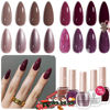 Picture of AZUREBEAUTY Nail Polish Set, 4 Colors Brown Purple Glitter Fall Winter Vegan Quick Dry Natural Nail Lacquer Strengthening Treatment Kit with Top Coat DIY Salon at Home