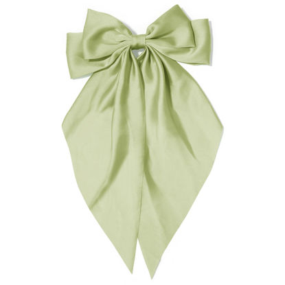 Picture of Large Hair Bows for Women Olive Green Silky Satin Hair Bow Hair Clips Long Tail Oversize Hair Ribbon Coquette Bows Hair Accessories for Girls