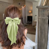 Picture of Large Hair Bows for Women Olive Green Silky Satin Hair Bow Hair Clips Long Tail Oversize Hair Ribbon Coquette Bows Hair Accessories for Girls