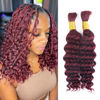 Picture of Human Braiding Hair for Boho Braids Burgundy Deep Wave Bulk Human Hair for Braiding 18 Inch 2 Bundles 100G #99J Wet and Wavy Curly Human Hair Red Braiding Hair Extensions No Weft Bundles for Braiding