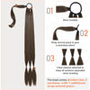 Picture of SEIKEA Upgraded Long Braid Ponytail Extension with Elastic Tie Straight Sleek Wrap Around Braid Hair Extensions Ponytail Medium Brown Golden Brown Highlights 34 Inch (After Braided 30 Inch)
