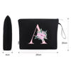 Picture of Vavabox A-Z Personalized Makeup Bag,Birthday Gifts for Women Mom,Gifts for Best Friend,Bride Bridesmaid Cosmetic bag (A, Black)