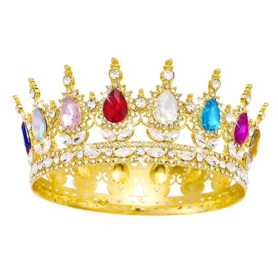 Picture of YOUlDIANZI Queen Crown Rhinestone Wedding Crowns and Tiaras for Women Costume Party Hair Accessories Princess Birthday Crown Crystal Bridal Crown